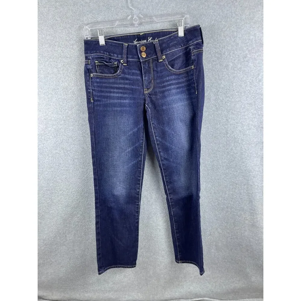 American Eagle Jeans Women's‎ 6 Blue Distressed Artist Low Rise Straight